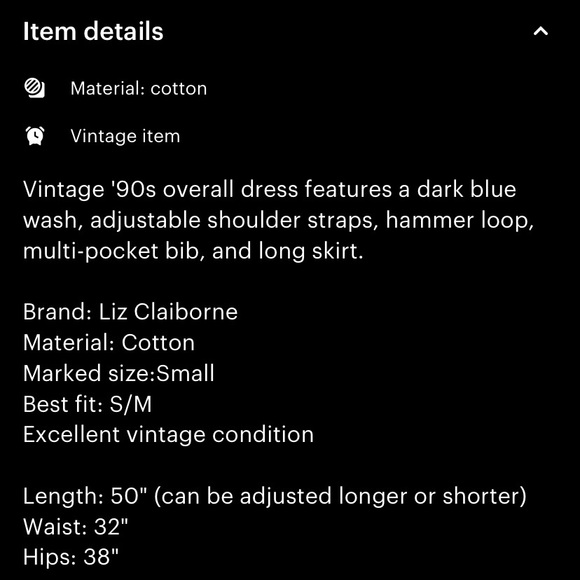 Vintage 90s Overall Dress💙 Excellent condition! Liz Claiborne Size Small - Picture 5 of 8